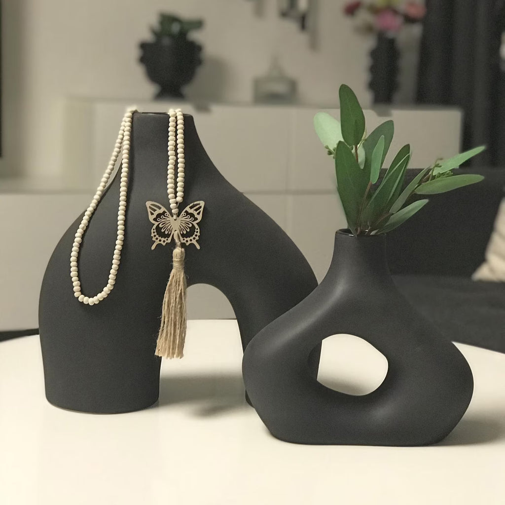 Black Vases Set of 2 