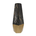 18" Faux Marble Dark Gray Ceramic Vase with Gold Base