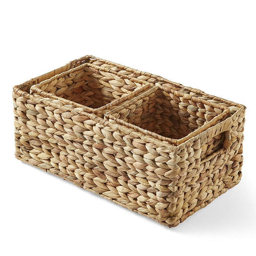 3-Piece Natural Woven Water Hyacinth Decorative Storage Basket Set