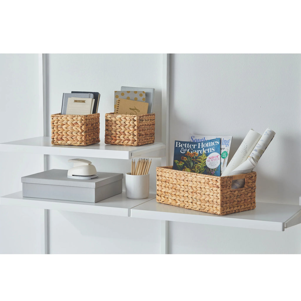 3-Piece Natural Woven Water Hyacinth Decorative Storage Basket Set