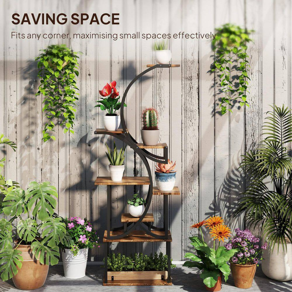 62-Inch x 25-Inch x 10-Inch Indoor Steel Frame Carbonized Plant Stand with Kits and Accessories, S-Shaped, 8-Tier, Black