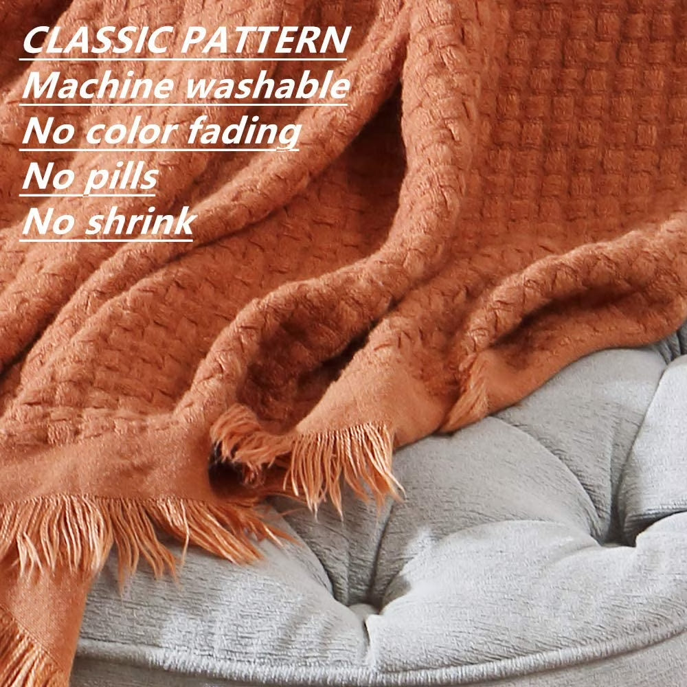 Farmhouse Rust Knit Throw Blanket