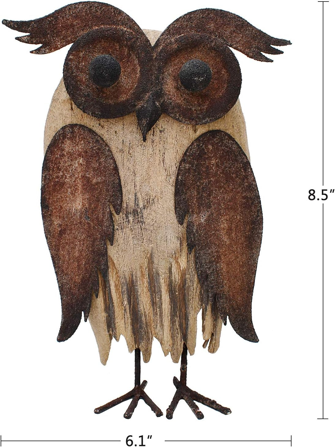 Rustic Wooden Owl Statue