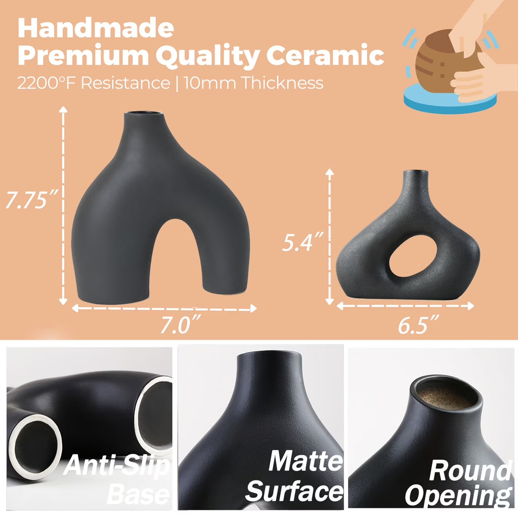 Black Vases Set of 2 