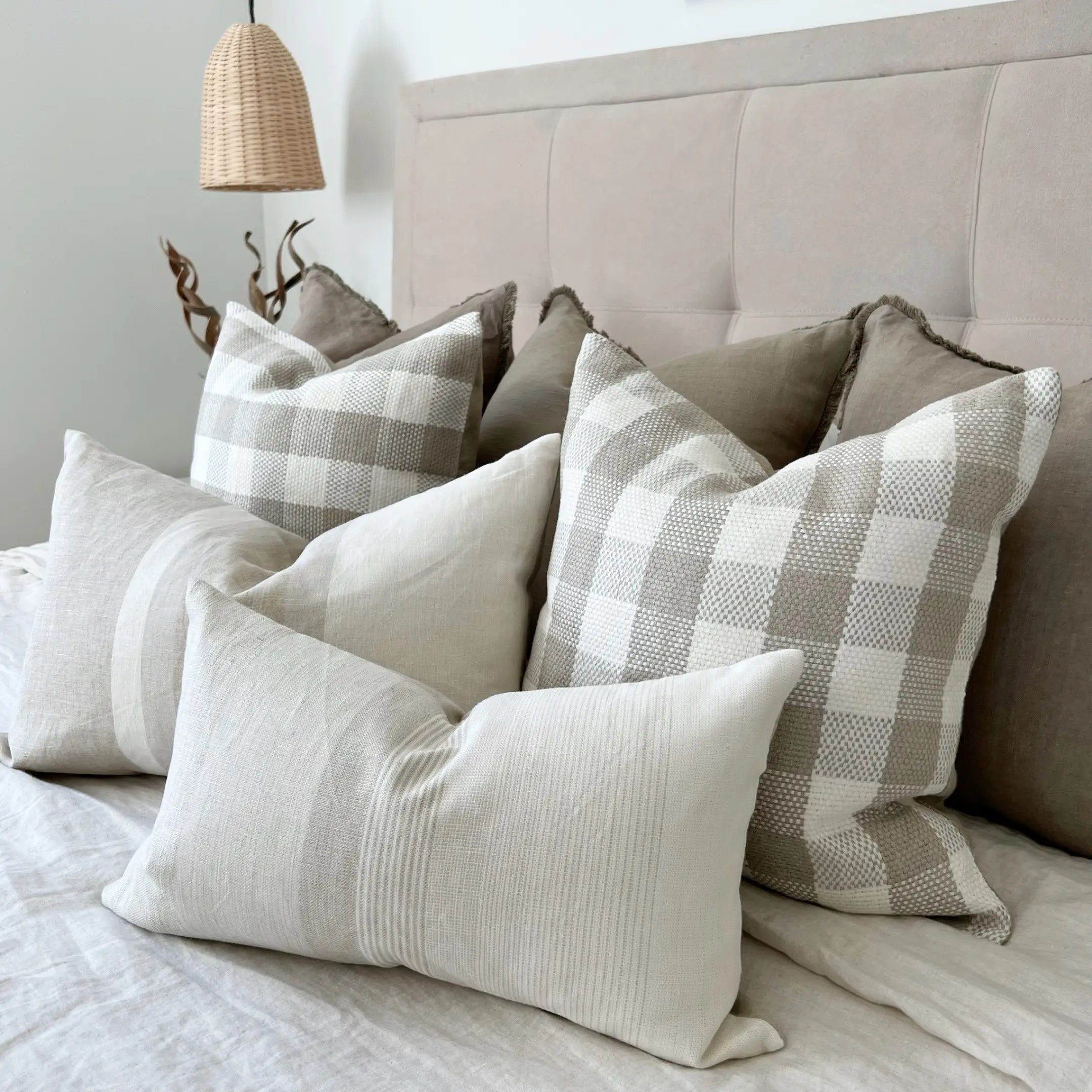 The Home Mind Neutral Linen Throw Pillow Covers