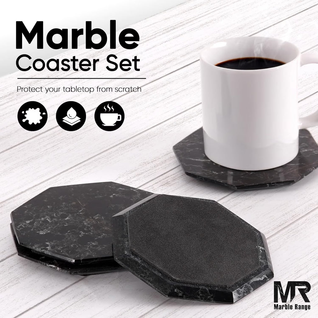 Black Marble Coasters Set of 6 