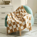 Pacific Plex Plush Preppy Checkerboard Throw Blanket 