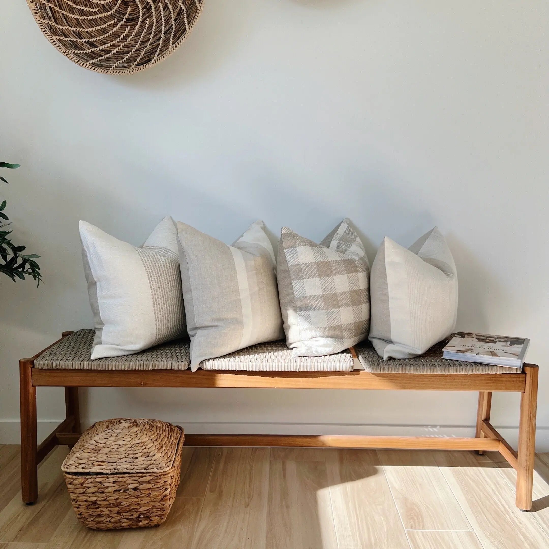 The Home Mind Neutral Linen Throw Pillow Covers