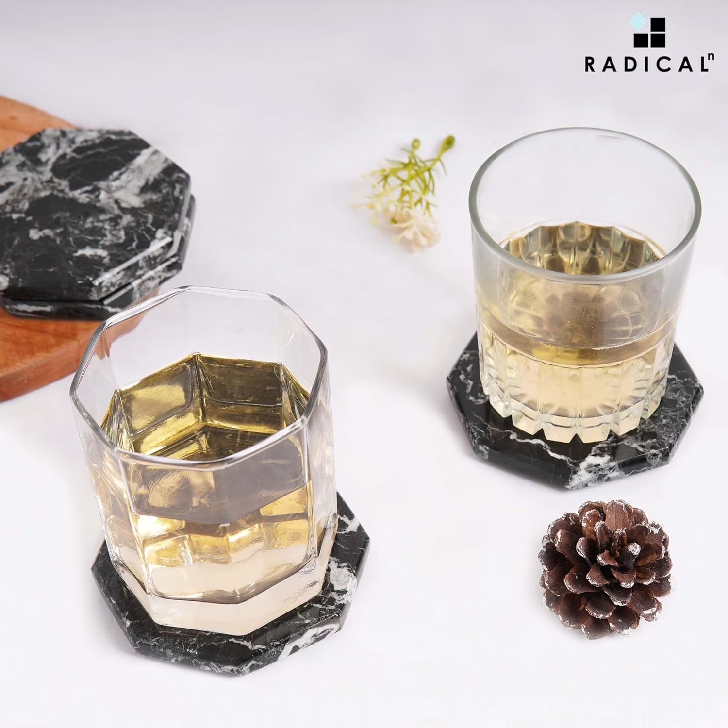 Black Marble Coasters Set of 6 