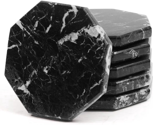 Black Marble Coasters Set of 6 