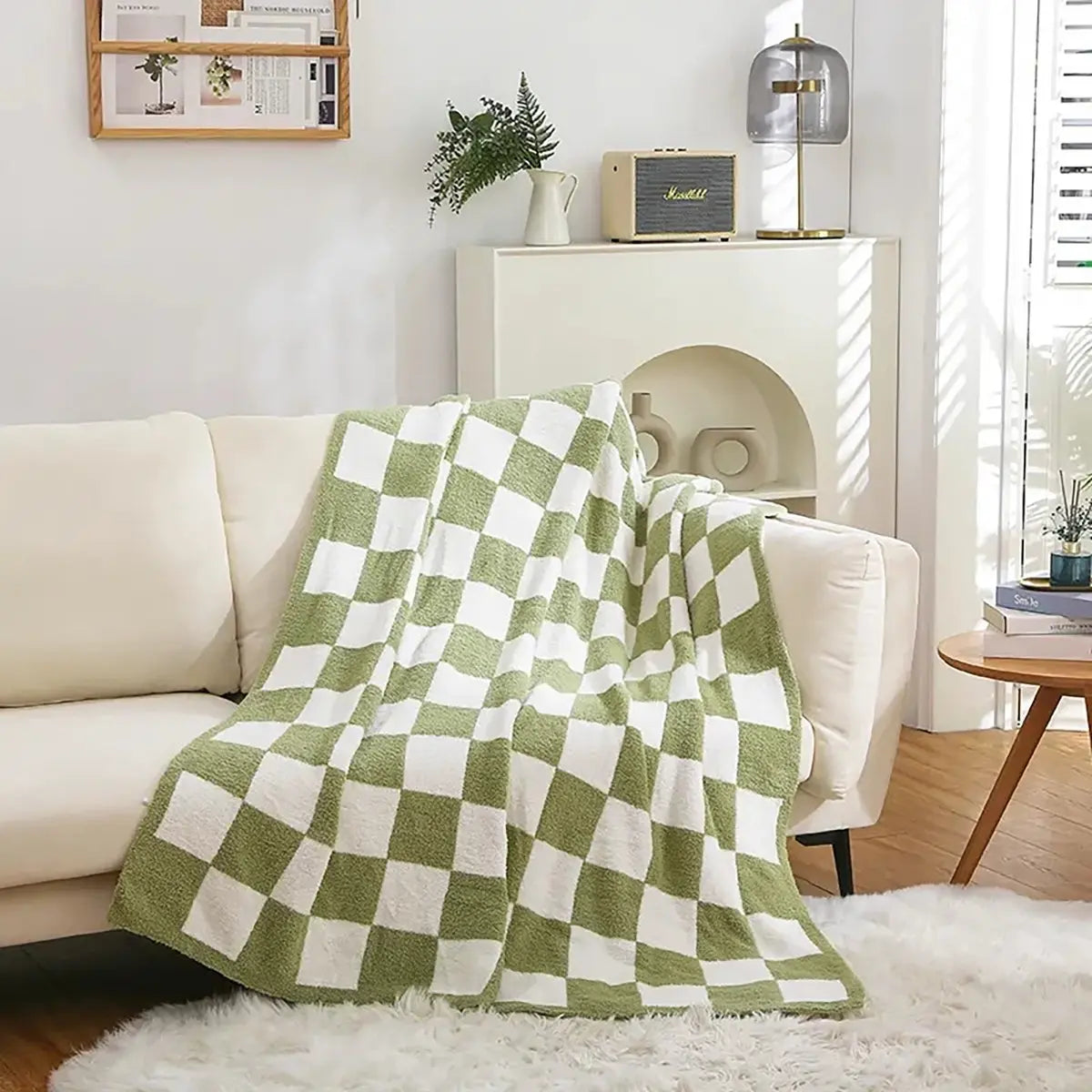 Pacific Plex Plush Preppy Checkerboard Throw Blanket 