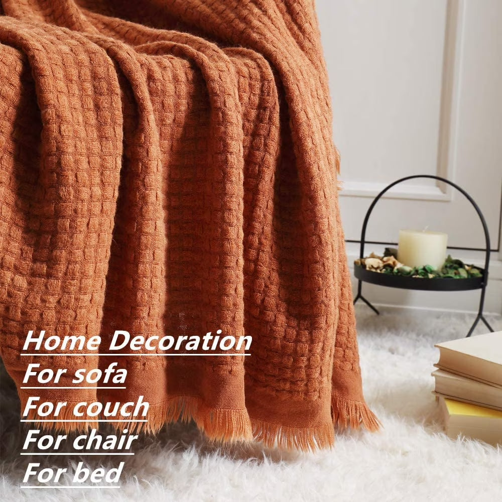 Farmhouse Rust Knit Throw Blanket
