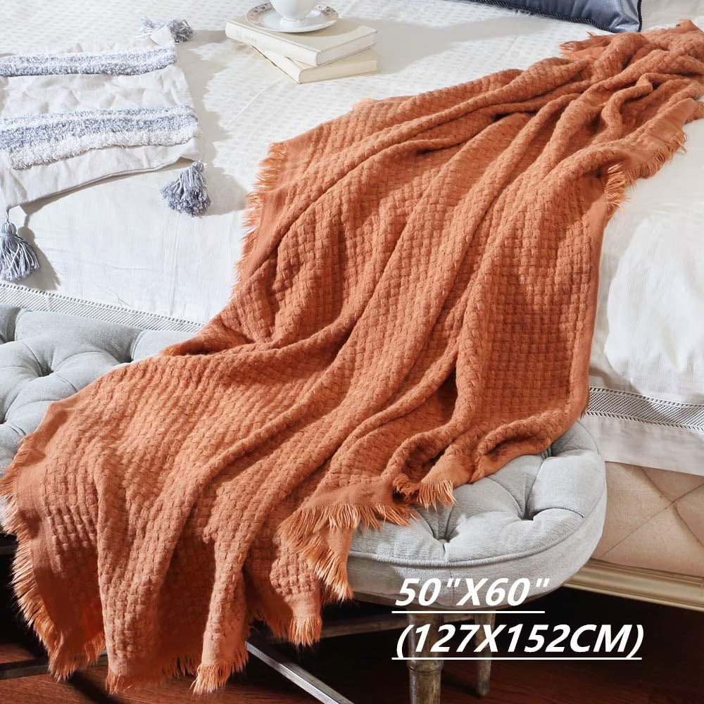 Farmhouse Rust Knit Throw Blanket