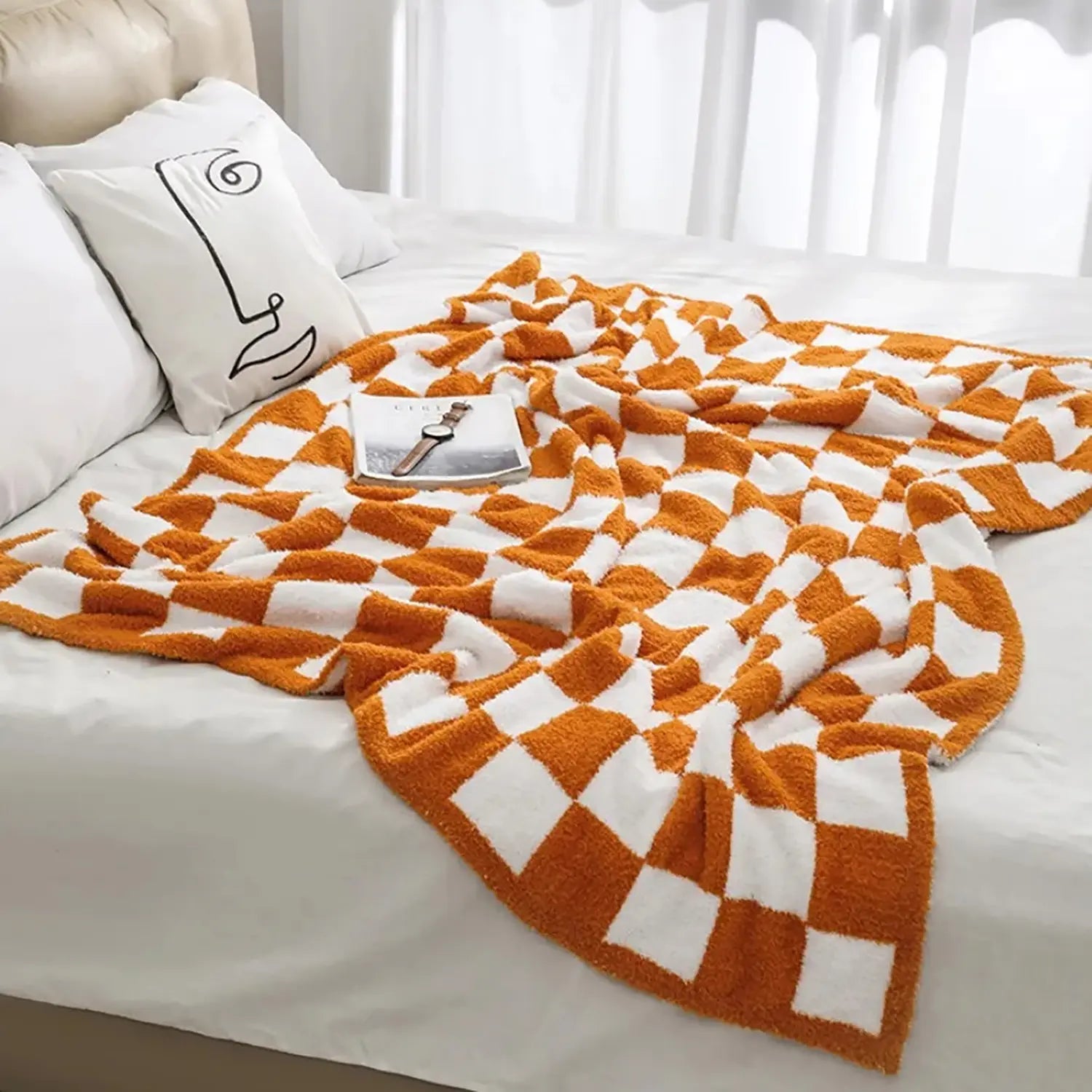 Pacific Plex Plush Preppy Checkerboard Throw Blanket 