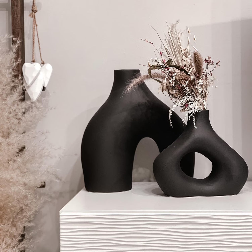 Black Vases Set of 2 