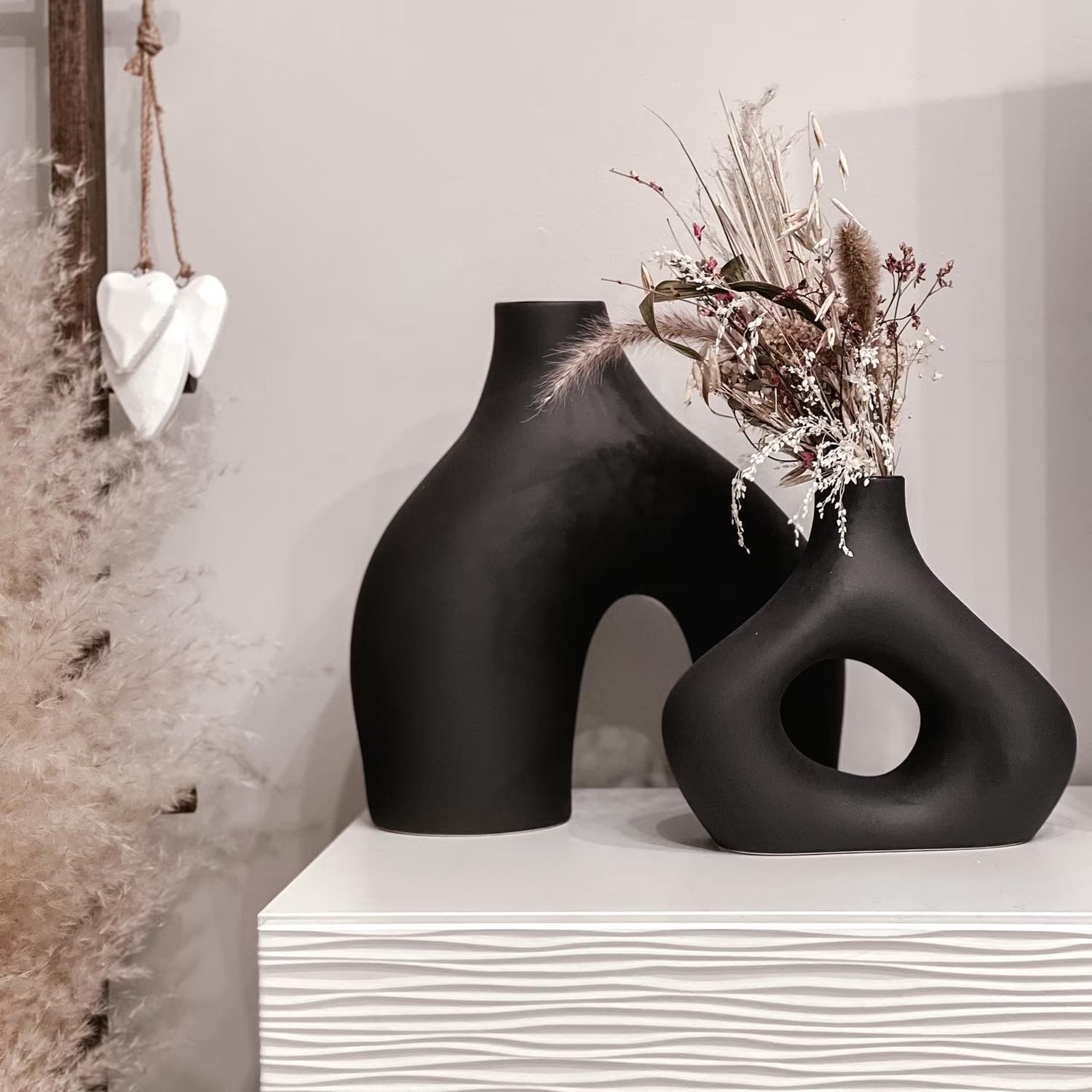 Black Vases Set of 2 