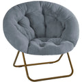 Faux Fur Folding Saucer Chair, Foldable Accent Chair for Adults, Soft Plush Seat, Lightweight & Comfortable, Grey