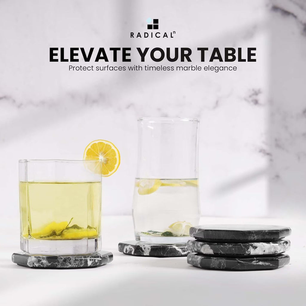 Black Marble Coasters Set of 6 