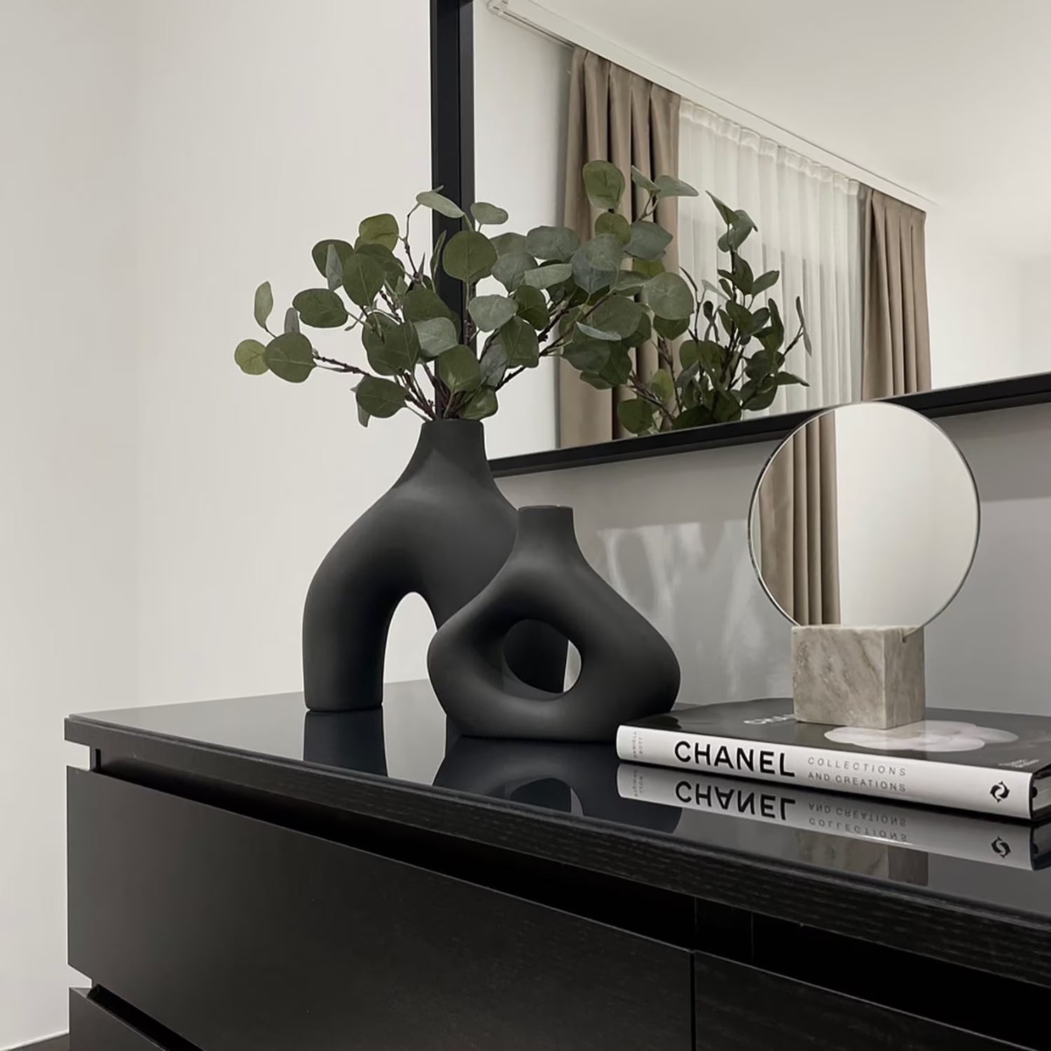 Black Vases Set of 2 