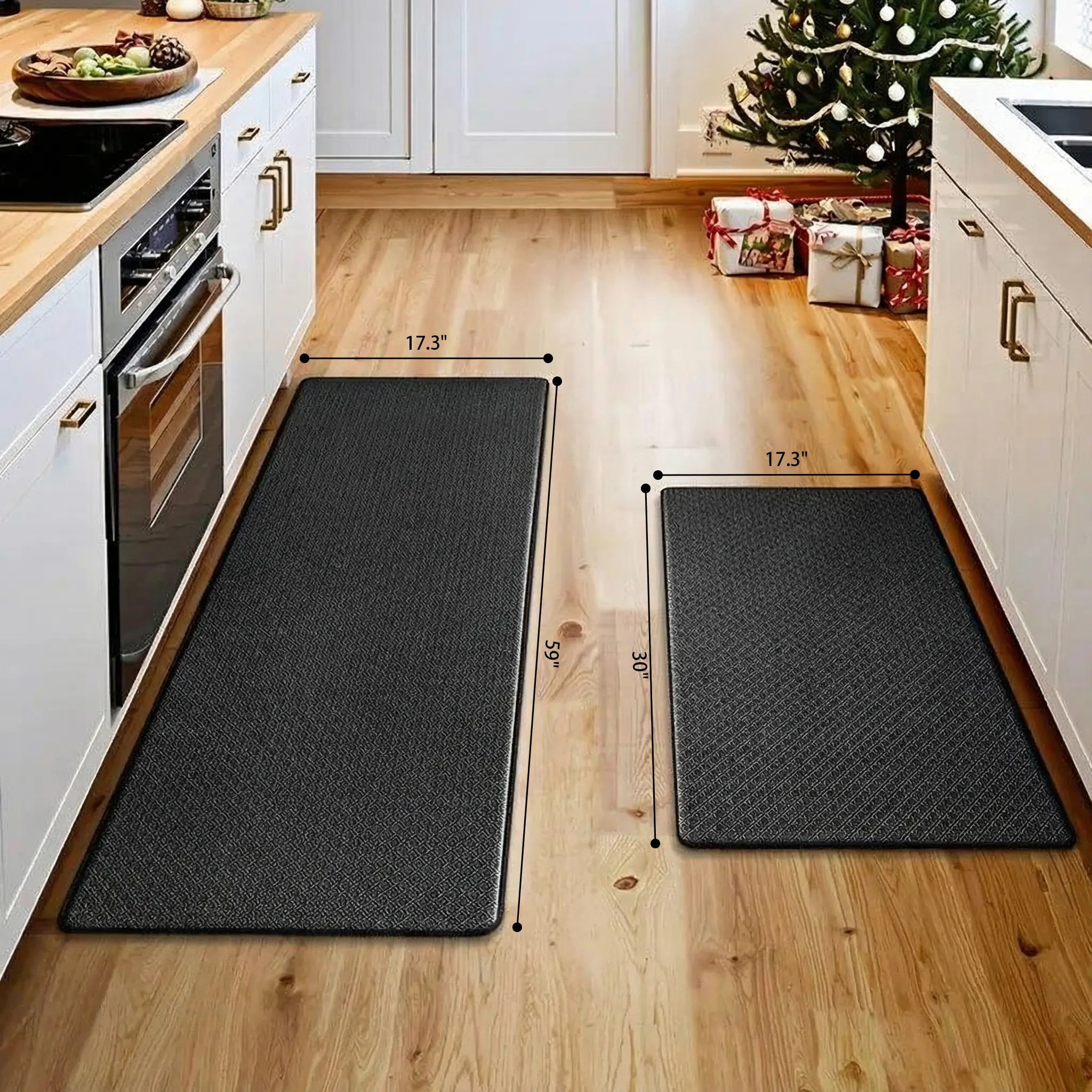Kitchen Mats, 2PCS Kitchen Rugs, Cushioned anti Fatigue Kitchen Mats for Floor, Non-Slip Standing Desk Mat, Waterproof Kitchen Rug Set for Kitchen, Floor, Office,