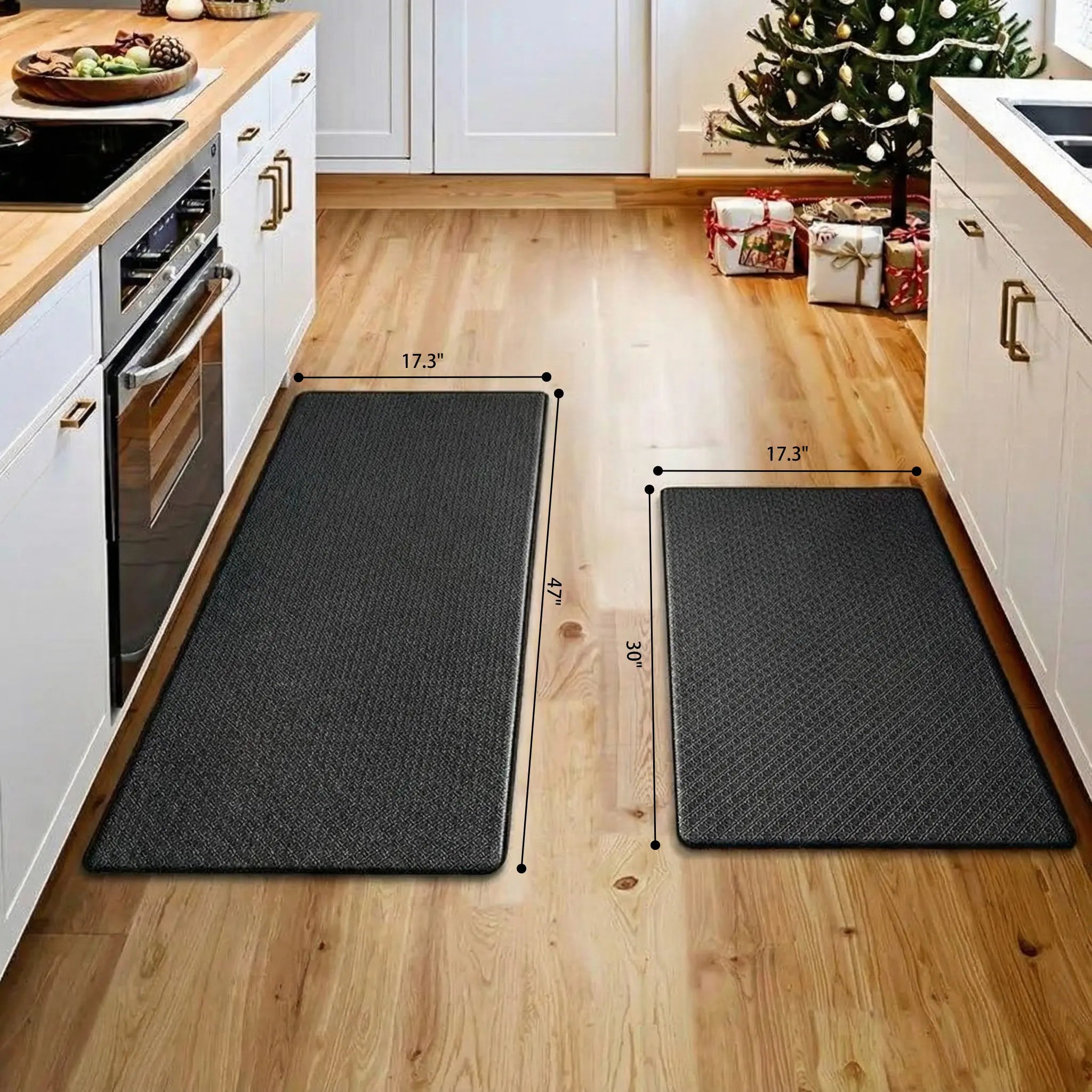Kitchen Mats, 2PCS Kitchen Rugs, Cushioned anti Fatigue Kitchen Mats for Floor, Non-Slip Standing Desk Mat, Waterproof Kitchen Rug Set for Kitchen, Floor, Office,