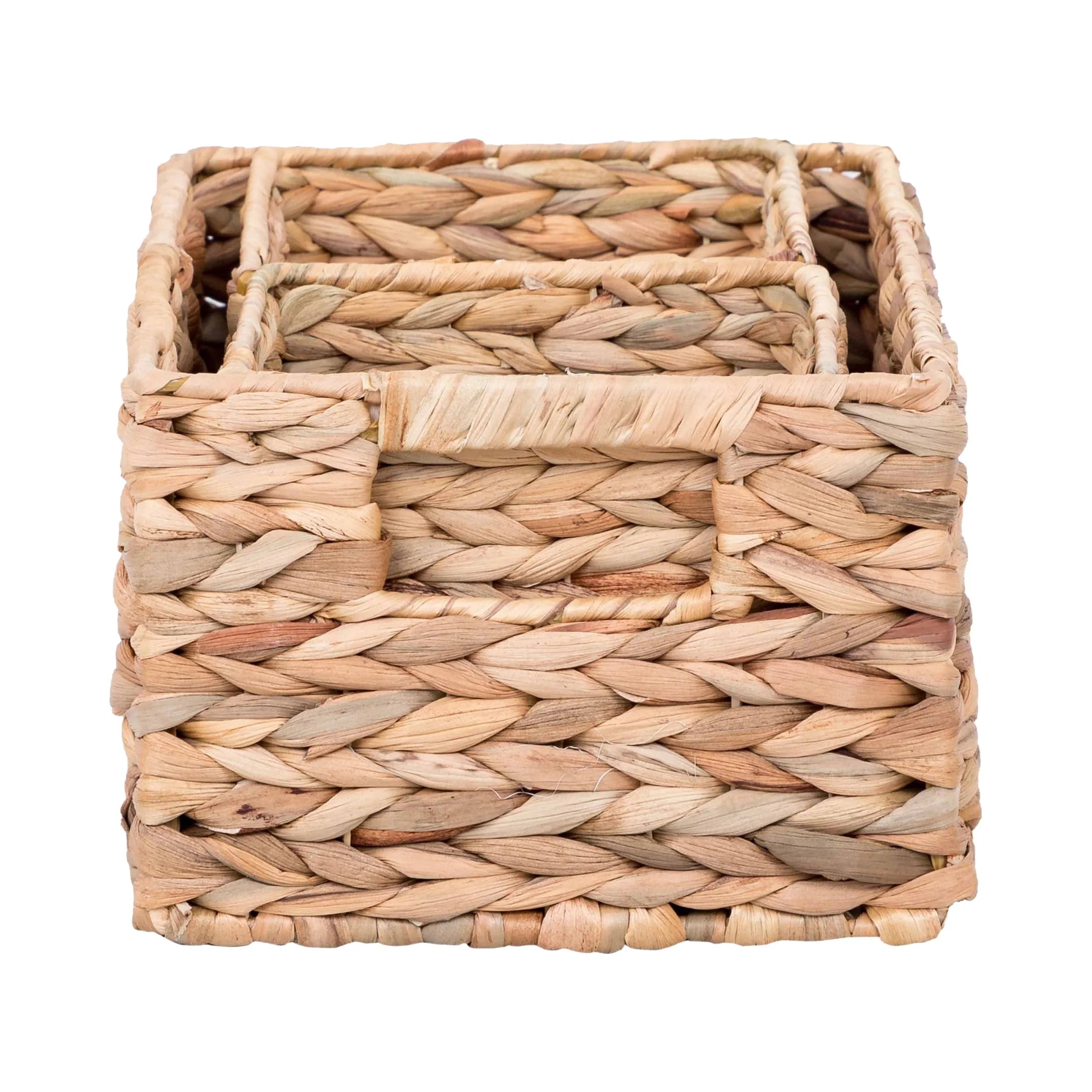 3-Piece Natural Woven Water Hyacinth Decorative Storage Basket Set