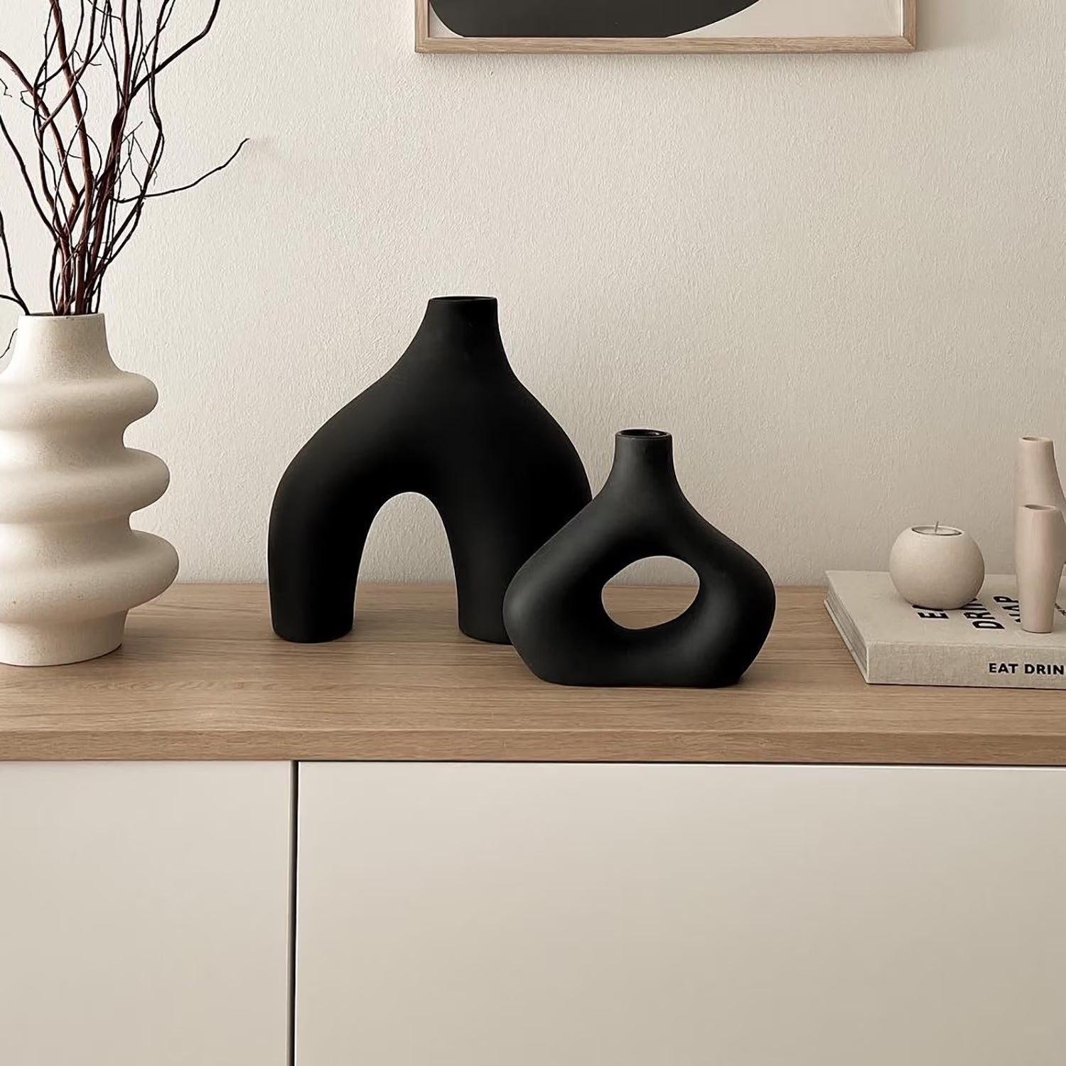 Black Vases Set of 2 