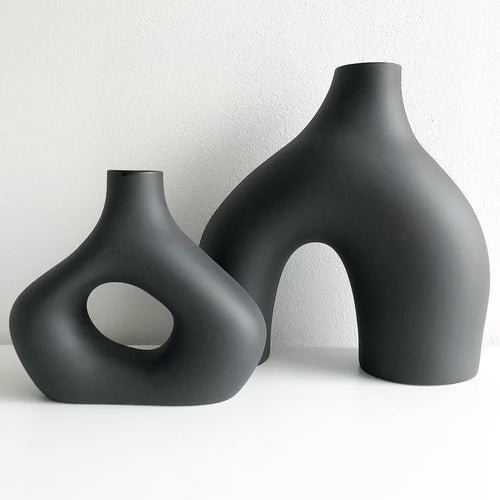 Black Vases Set of 2 