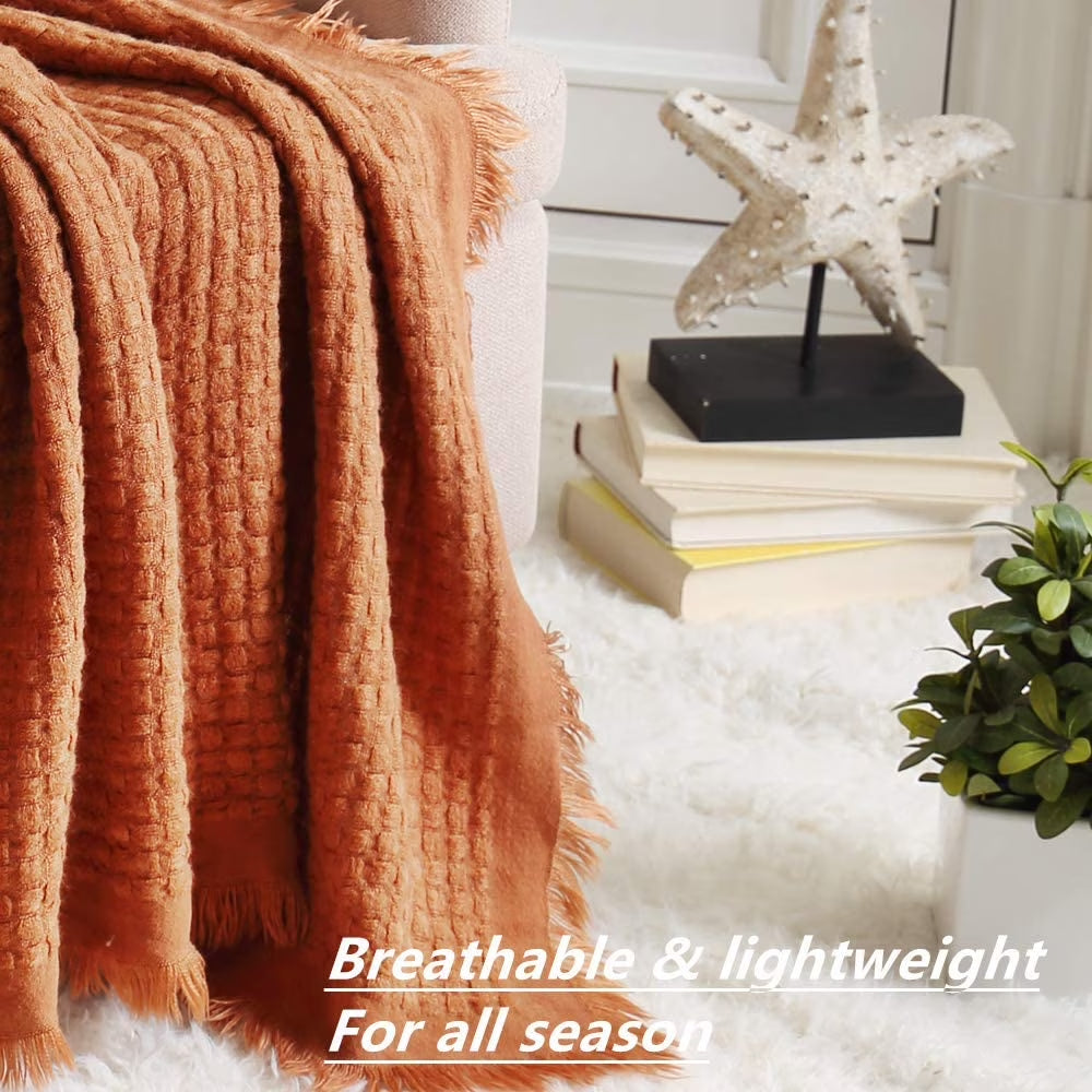 Farmhouse Rust Knit Throw Blanket